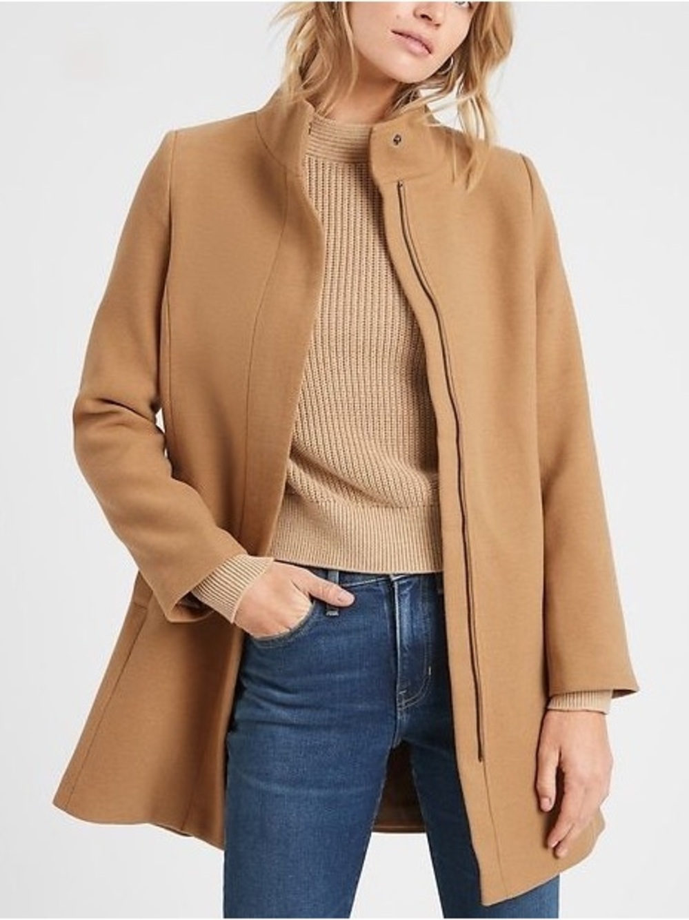 LANDS END - Funnel Neck Carmel Pea Coat Plus Sz 22W (3x)